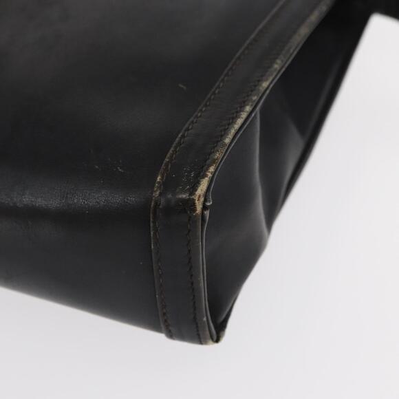GUCCI Web Sherry Line Clutch Bag Leather Black Gold Auth ka622